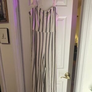 Bershka Striped Black and White Jumpsuit
